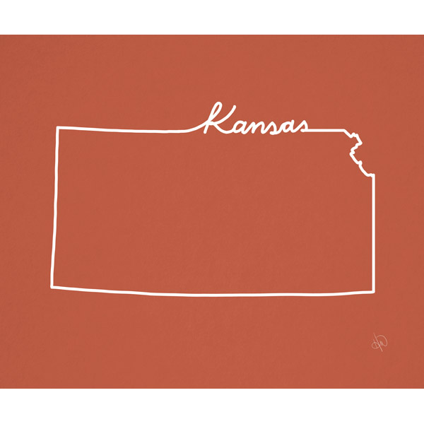 Kansas Script on Red