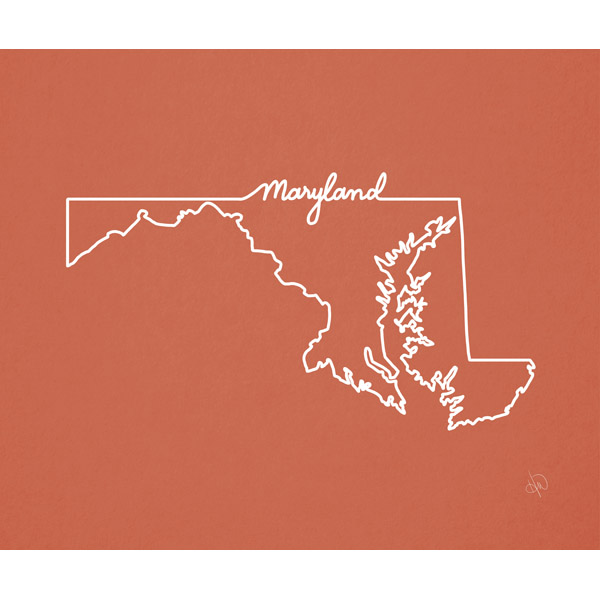 Maryland Script on Red