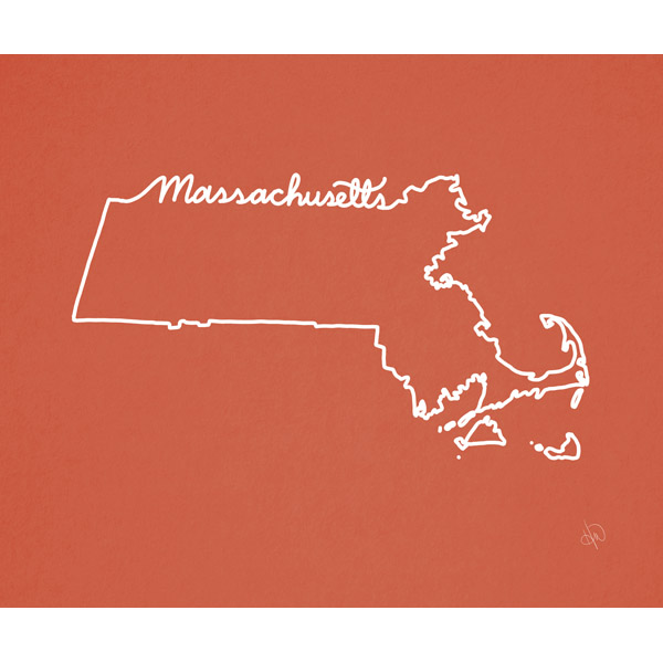 Massachusetts Script on Red