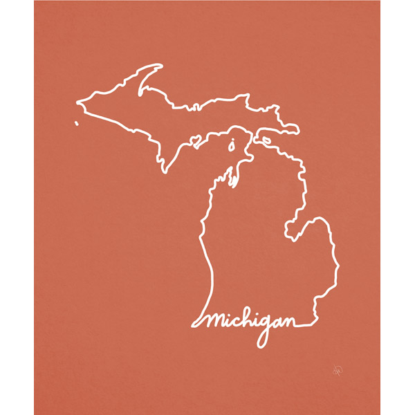 Michigan Script on Red