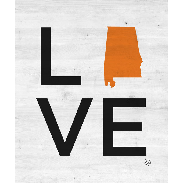 Simple Love State Alabama Orange