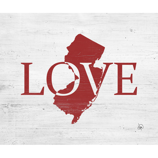 Rustic Love State New Jersey Red