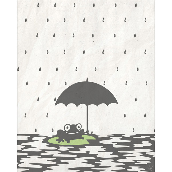 A Frog and His Umbrella - Gray