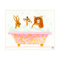 Bunny, Doe, And Bear In The Tub Alpha