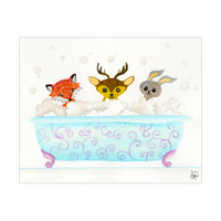 Fox, Deer, And Bunny In The Tub Alpha