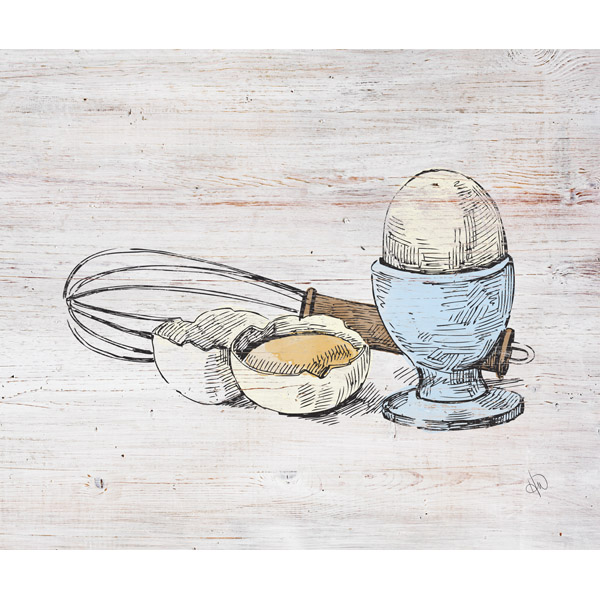Whisk and Eggs on White