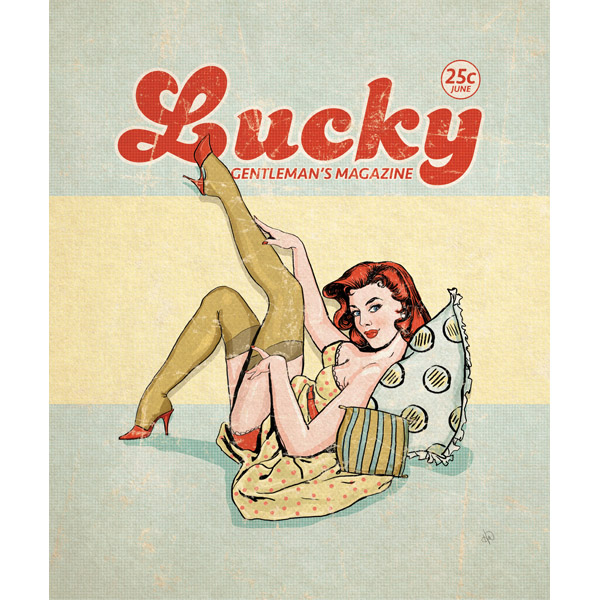 Lucky Red and Yellow Pinup Girl