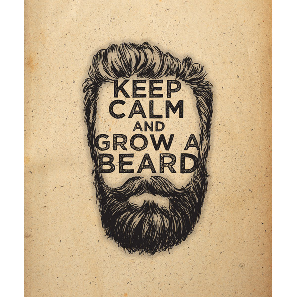 Keep Calm and Grow a Beard Black on Parchment