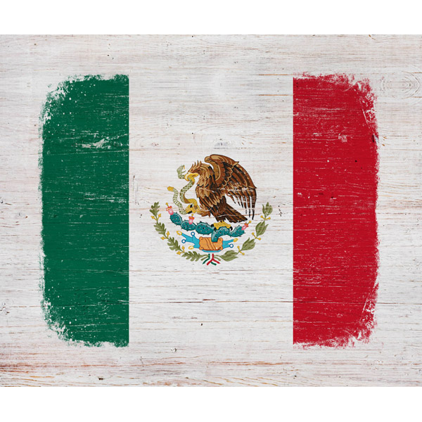 Mexico Flag on Wood