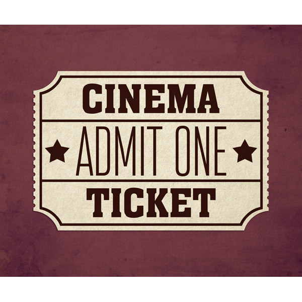 Cinema Admit One Ticket Burgundy