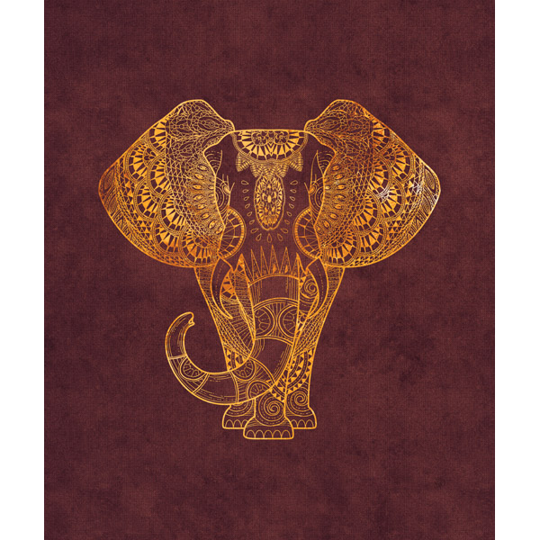 Gold Mehndi Elephant on Wine