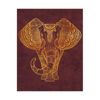 Gold Mehndi Elephant on Wine