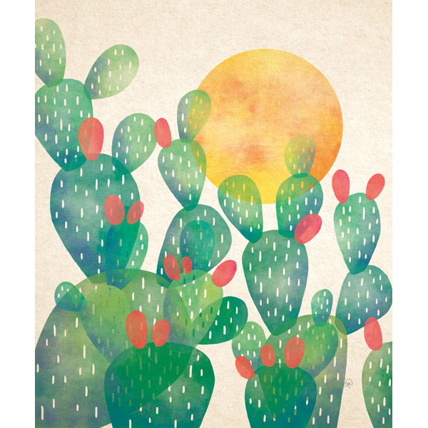 Watercolor Cactus Green