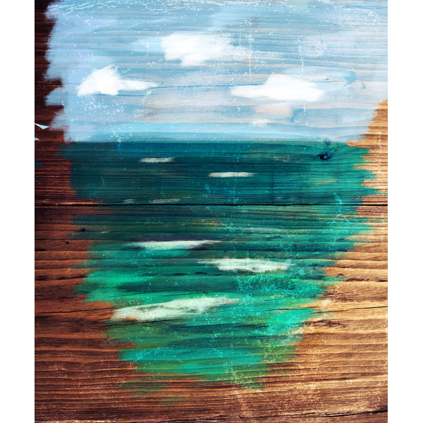 Painted Ocean on Wood