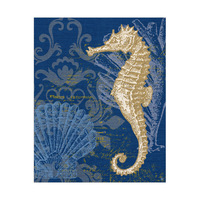 Damask Seahorse Dark Blue