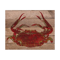 Maroon Crab on Redwood Plank
