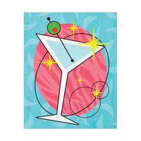 Retro Blue And Pink Martini