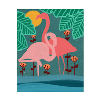 Flamingos on Green