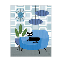 Mono Blue Wallpaper Cat