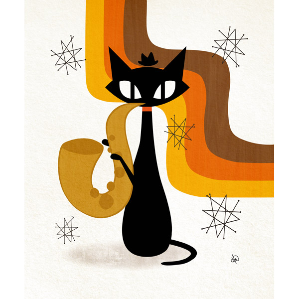 Saxophone Cat Orange