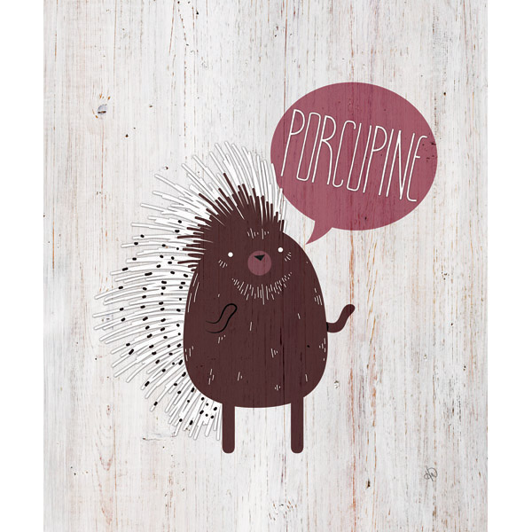 Porcupine on Wood