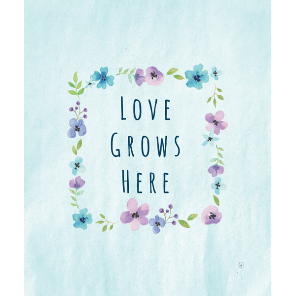 Love Grows Here Blue Flower Frame