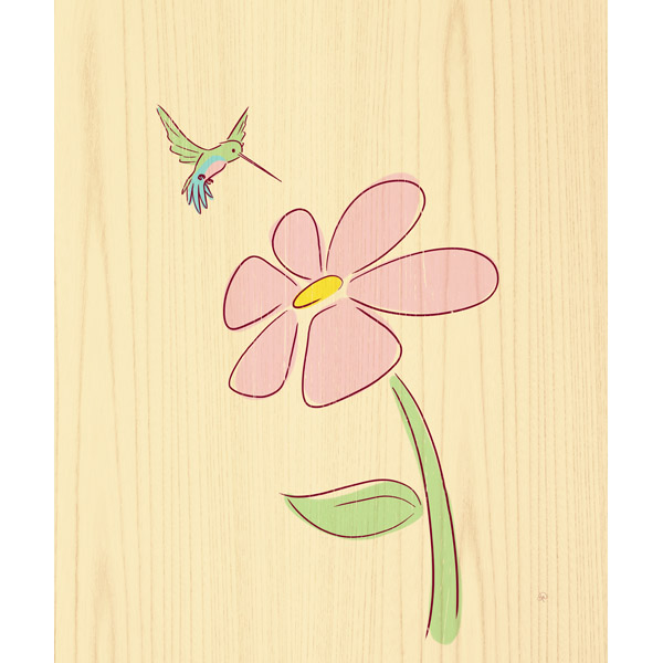 Hummingbird Flower - Beige Wood