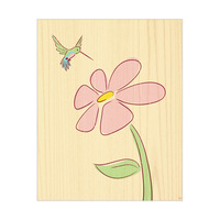 Hummingbird Flower - Beige Wood