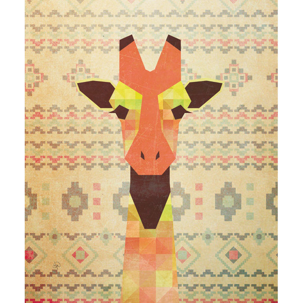 Geometric Giraffe With Native American Pattern