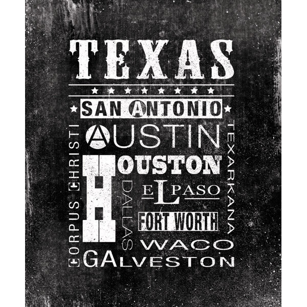 Texas Towns - Distressed Black