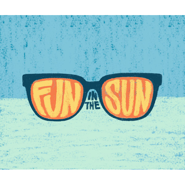 Fun in the Sun on Shades Blue Background