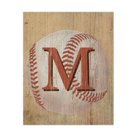 Letter M Baseball On Wood