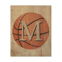 Letter M Basketball On Wood