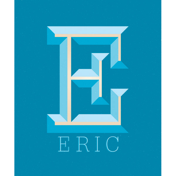 Blue Embossed Letter E