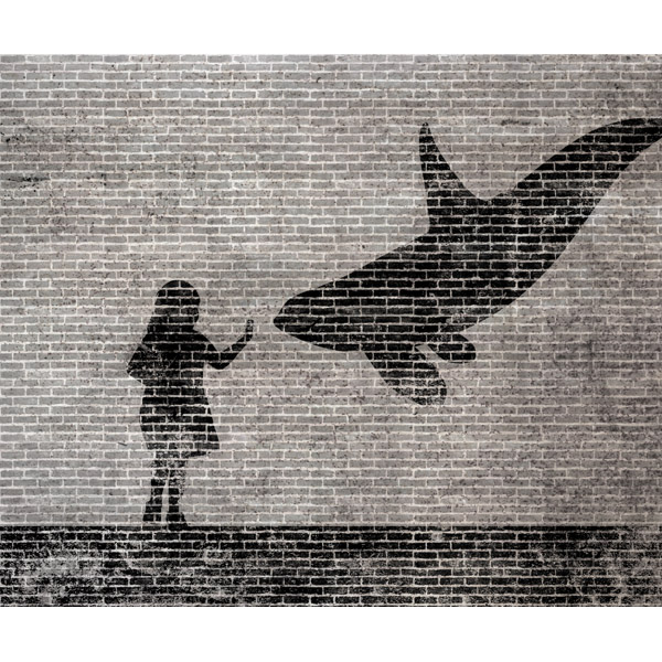 Grayscale Whale and Girl Black