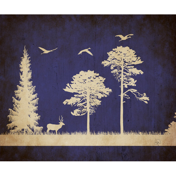 Forest Silhouette - Midnight Blue Wood