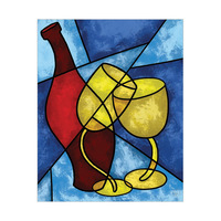 Wine and Glasses - Blue 