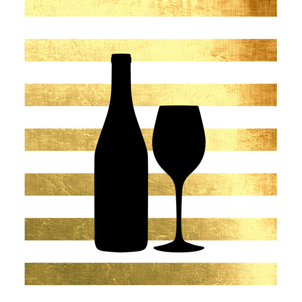 Silhouette Wine and Glass -  Stripes 