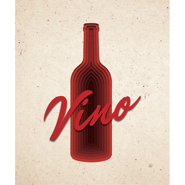 Red Gradient Vino Bottle