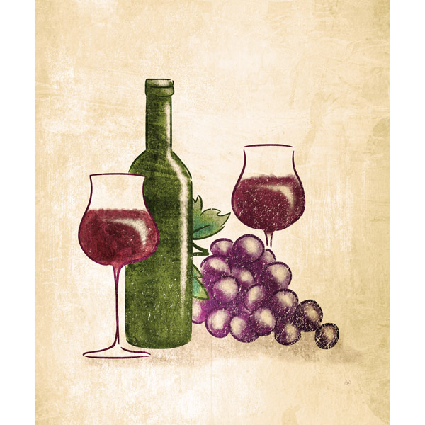 Grape and Wine on Beige