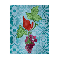 Red Glass Vines on Teal