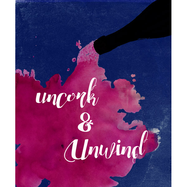 Uncork and Unwind - Pink on Lapis