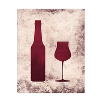 Distressed Red Bottle and Glass