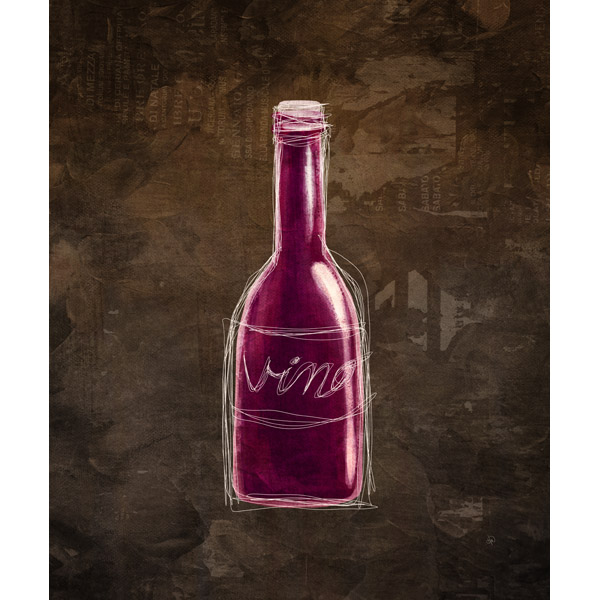 Aubergine Vino Bottle Sketch