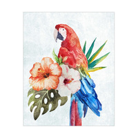 Watercolor Macaw on Pale Blue