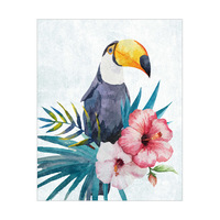 Watercolor Toucan on Pale Blue